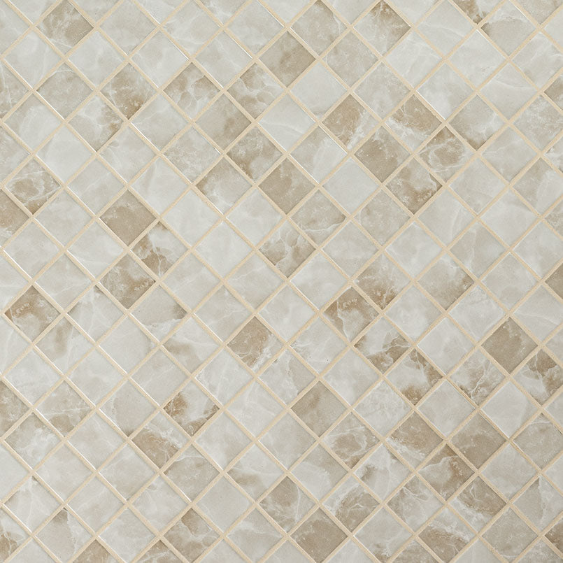 2x2 Terra Mosaic Marble-Look Matte Smooth Porcelain Tile White Beige