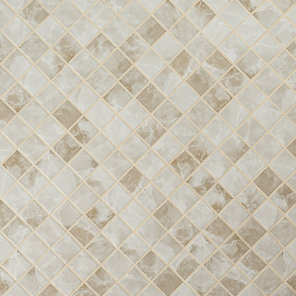 2x2 Terra Mosaic Marble-Look Matte Smooth Porcelain Tile White Beige