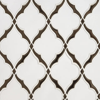 12x12 Victorian Arabesque Mosaic Natural-Look Glossy Smooth Ceramic Tile