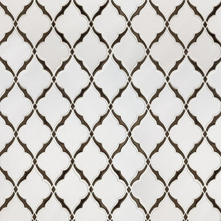 White Brown - 12x12 Victorian Arabesque Mosaic Natural-Look Glossy Smooth Ceramic Tile