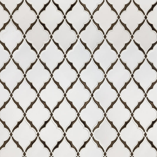 12x12 Victorian Arabesque Mosaic Natural-Look Glossy Smooth Ceramic Tile