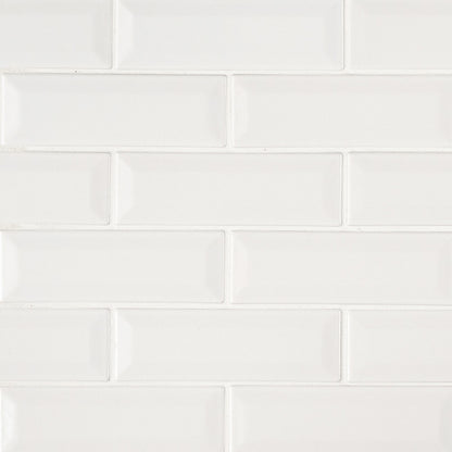 2x6 Whisper Mosaic Solid-Color Glossy Smooth Ceramic Tile Pure White