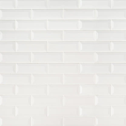2x6 Whisper Mosaic Solid-Color Glossy Smooth Ceramic Tile Pure White