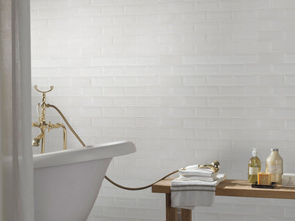 2x6 Whisper Mosaic Solid-Color Glossy Smooth Ceramic Tile Pure White