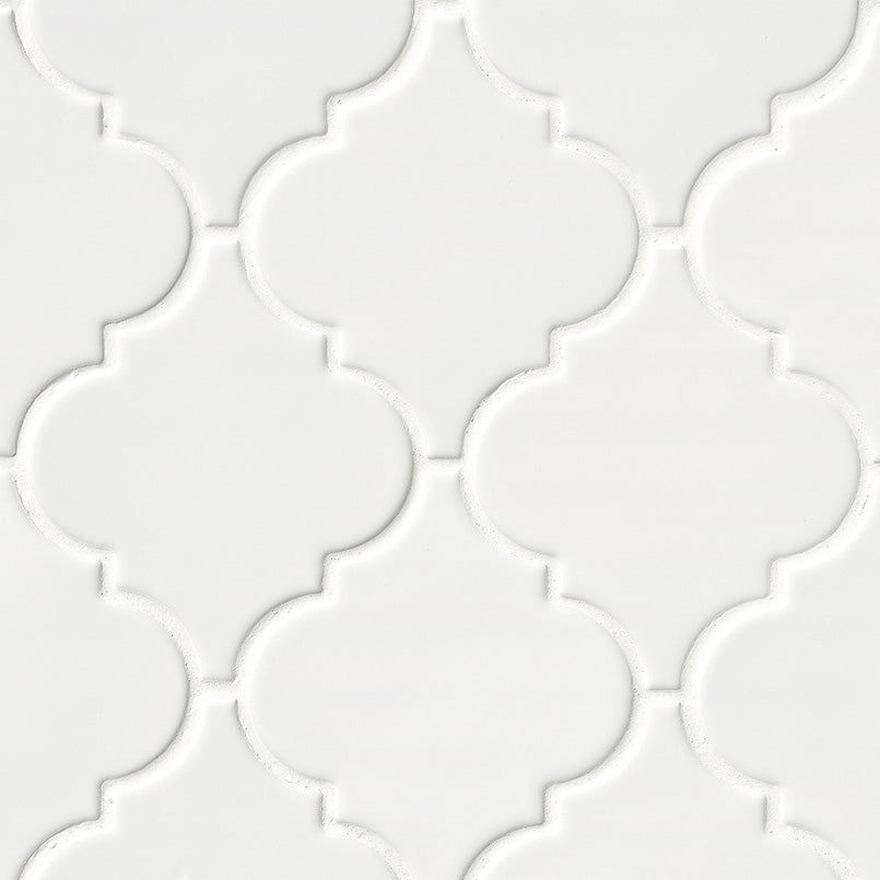 12x12 Whisper Arabesque Patterned Solid-Color Glossy Smooth Ceramic Tile Soft White