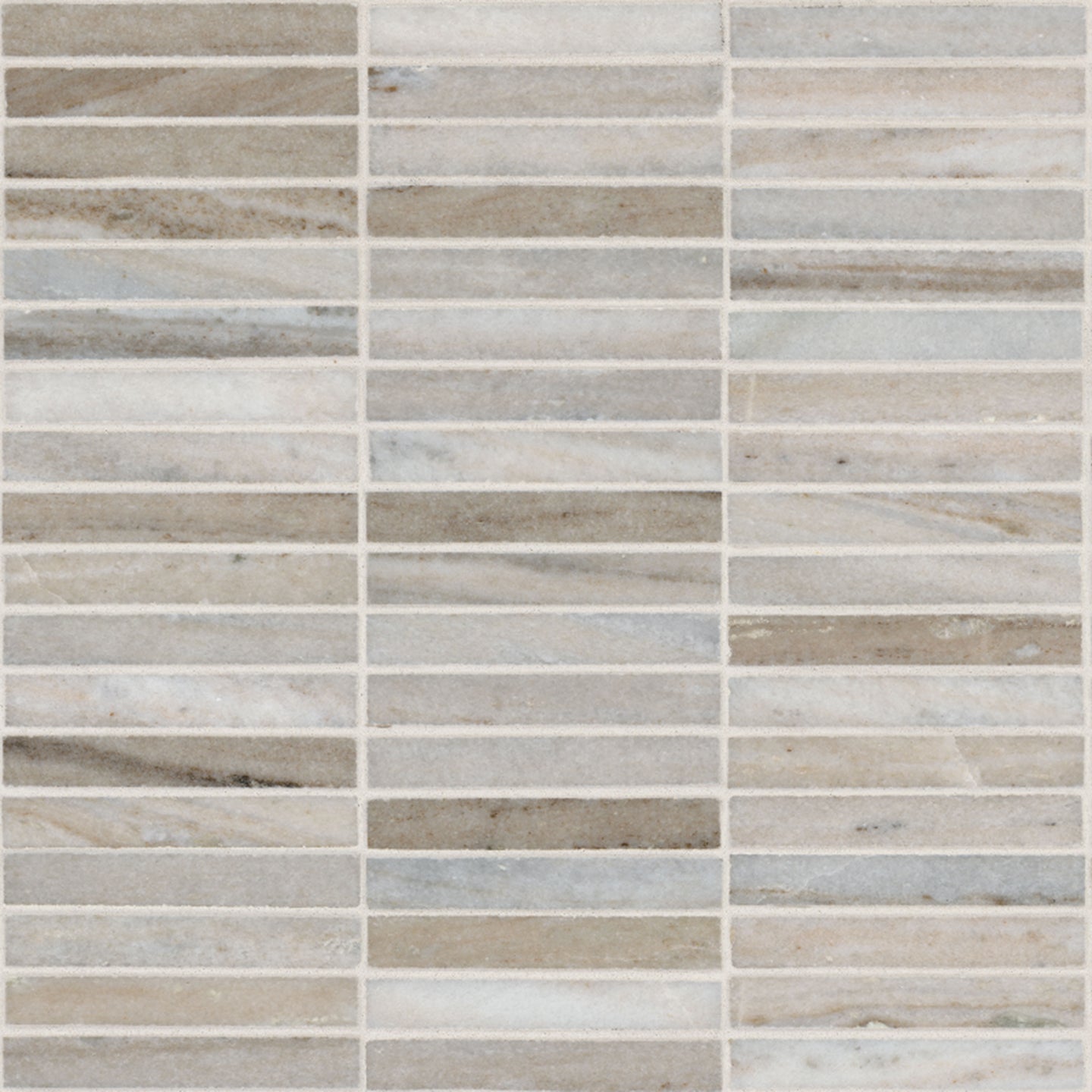 5/8 x 4 Ravello Mosaic Natural-Look Polished Smooth Marble Tile Beige Gray