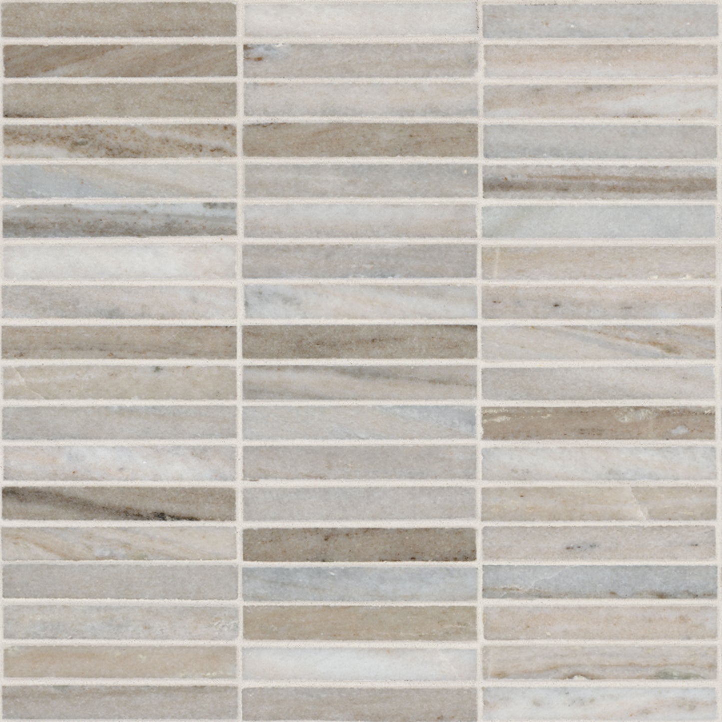 5/8 x 4 Ravello Mosaic Natural-Look Polished Smooth Marble Tile Beige Gray
