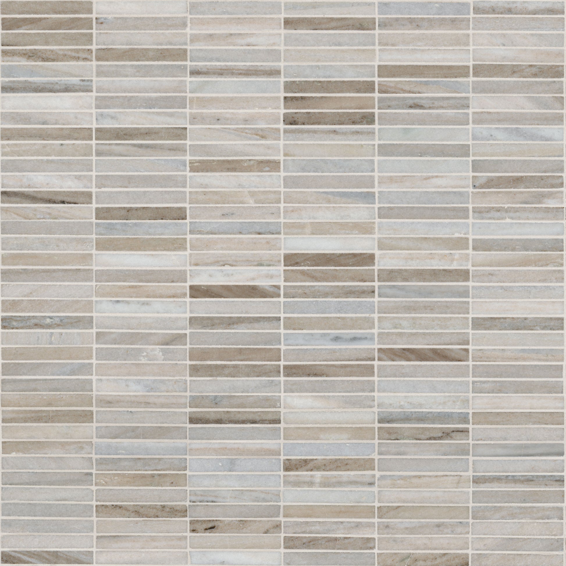 5/8 x 4 Ravello Mosaic Natural-Look Polished Smooth Marble Tile Beige Gray