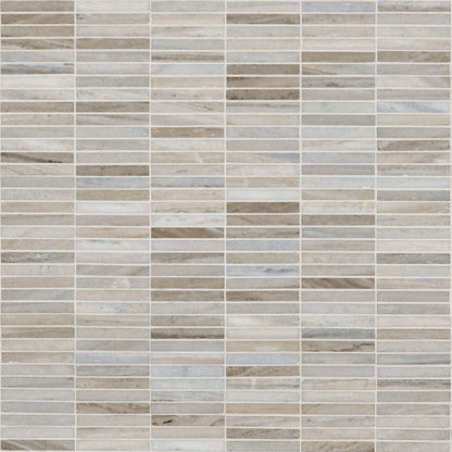5/8 x 4 Ravello Mosaic Natural-Look Polished Smooth Marble Tile Beige Gray