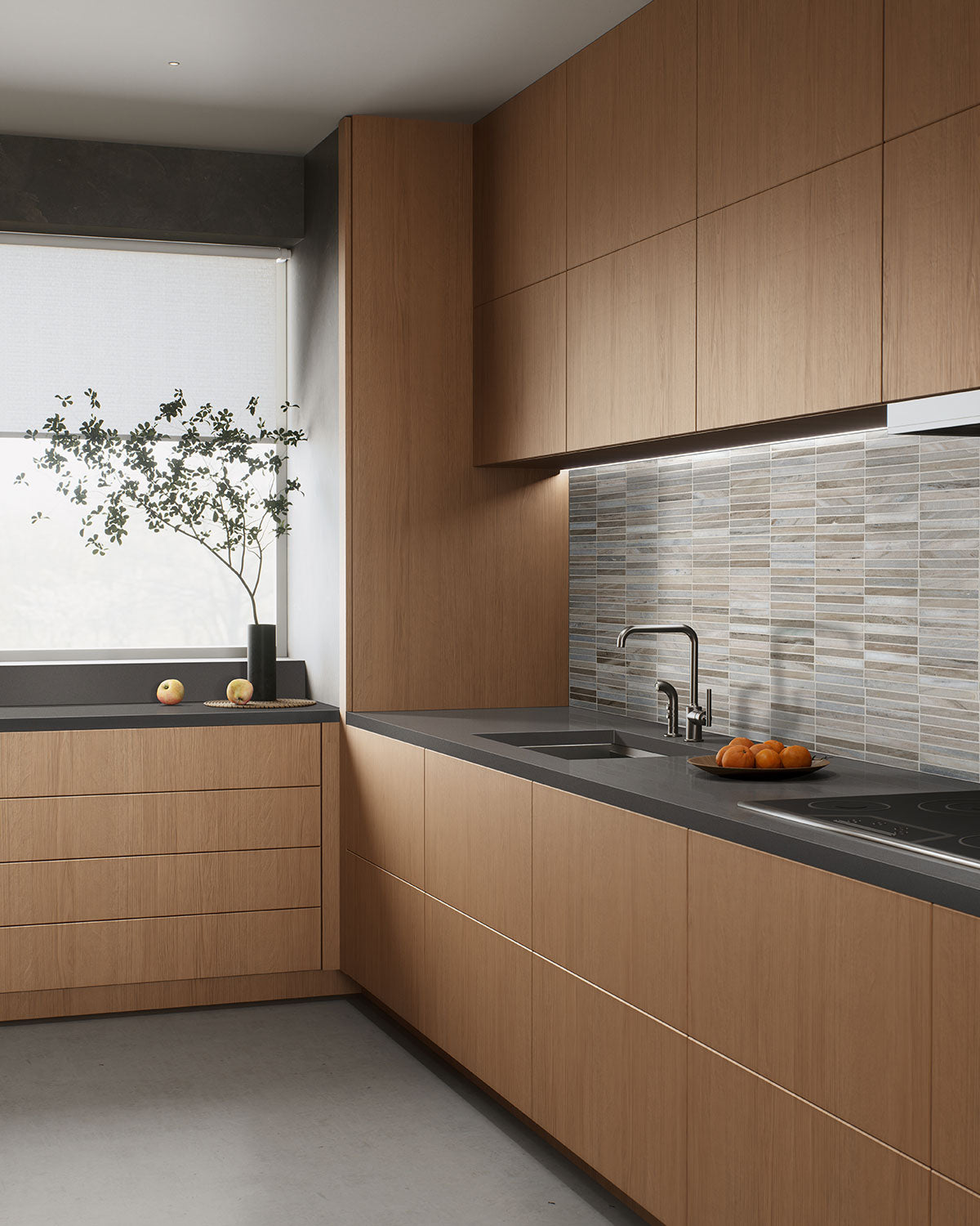 5/8 x 4 Ravello Mosaic Natural-Look Polished Smooth Marble Tile Beige Gray