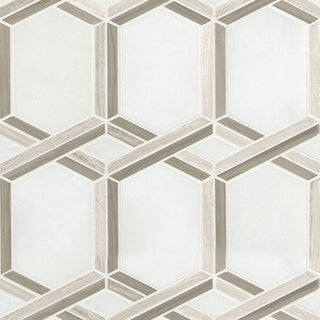 12x12 Royal Octagon Linear Mosaic Natural-Look Polished Smooth Marble Tile