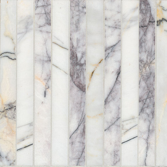 12x12 Scollopini Mosaic Natural-Look Honed Smooth Marble Tile Gray Lilac