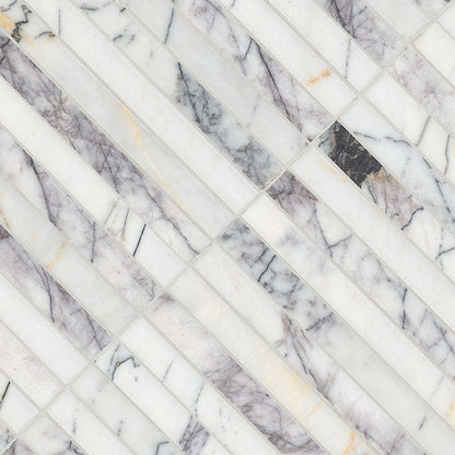 12x12 Scollopini Mosaic Natural-Look Honed Smooth Marble Tile Gray Lilac