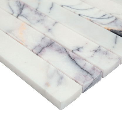 12x12 Scollopini Mosaic Natural-Look Honed Smooth Marble Tile Gray Lilac