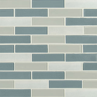 White Blue - 1x4 Colosseo Mosaic Solid-Color Glossy Textured Glass Tile