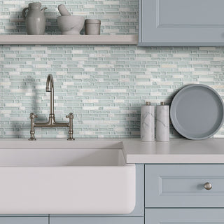White Gray - 12x12 Delano Mosaic Solid-Color Glossy Textured Glass Tile