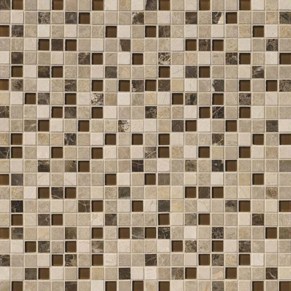 1x1 Ibiza Mosaic Natural-Look Matte Smooth Porcelain & Glass Tile Beige Brown