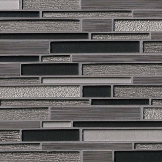 12x12 Metro Mosaic Stone-Look Glossy Textured Porcelain & Glass Tile