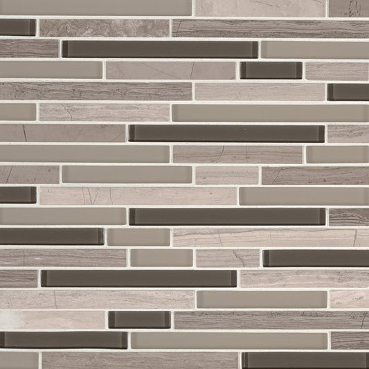 12x12 Modello Mosaic Wood-Look Matte Smooth Porcelain & Glass Tile Brown Beige