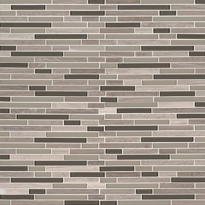 12x12 Modello Mosaic Wood-Look Matte Smooth Porcelain & Glass Tile Brown Beige