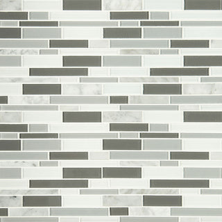 White Gray - 12x12 Positano Mosaic Marble-Look Glossy Smooth Porcelain & Glass Tile