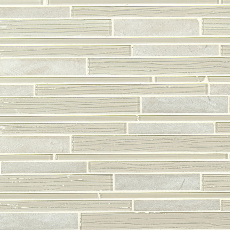 12x12 Snowcap Mosaic Natural-Look Matte Textured Porcelain & Glass Tile Beige Gray