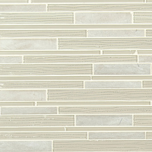 12x12 Snowcap Mosaic Natural-Look Matte Textured Porcelain & Glass Tile