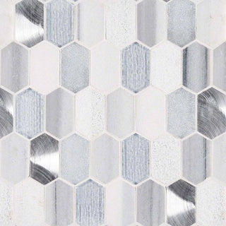 12x12 Harlow Picket Mosaic Metallic-Look Matte Textured Porcelain & Glass Tile