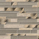 12x12 Champagne Mosaic Natural-Look Matte 3D Geometric Striated Porcelain & Glass Tile Beige Gray