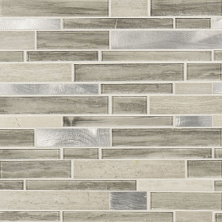 12x12 Ocotillo Mosaic Wood-Look Matte Smooth Porcelain & Glass Tile