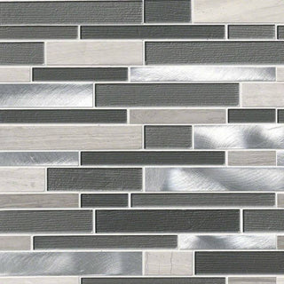 12x12 Urban Mosaic Metallic-Look Metallic Textured Porcelain & Glass Tile