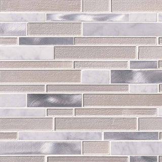 12x12 White Mosaic Metallic-Look Metallic Textured Porcelain & Glass Tile