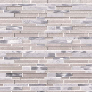 Brown Gray - 12x12 White Mosaic Metallic-Look Metallic Textured Porcelain & Glass Tile