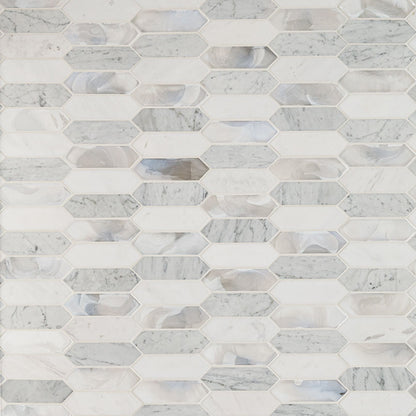 12x12 Cienega Picket Mosaic Natural-Look Matte Smooth Porcelain & Glass Tile Beige Gray