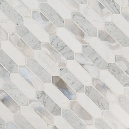 12x12 Cienega Picket Mosaic Natural-Look Matte Smooth Porcelain & Glass Tile Beige Gray