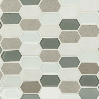 White Green - 12x12 Lascari Picket Mosaic Natural-Look Matte Textured Porcelain & Glass Tile