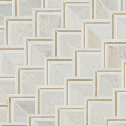 12x12 Luxor Linear Mosaic Natural-Look Matte Smooth Porcelain & Metal Tile White Gold