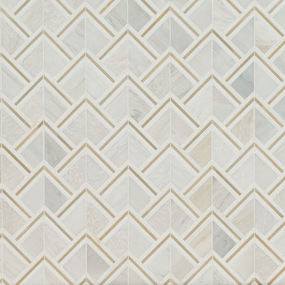 12x12 Luxor Linear Mosaic Natural-Look Matte Smooth Porcelain & Metal Tile White Gold