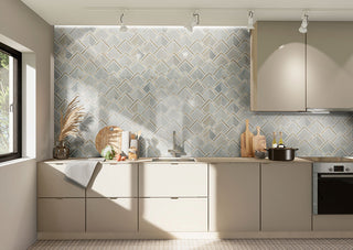 White Gold - 12x12 Luxor Linear Mosaic Natural-Look Matte Smooth Porcelain & Metal Tile