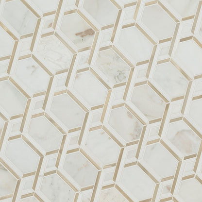 12x12 Luxor Picket Mosaic Natural-Look Matte Smooth Porcelain & Metal Tile Royal Gold