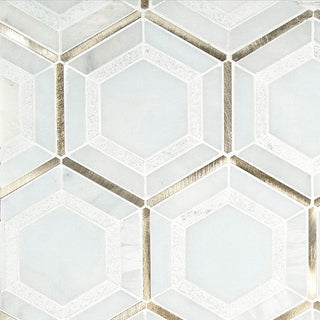 12x12 Medici Hexagon Framed Border Mosaic Metallic-Look Metallic Textured Porcelain & Metal Tile