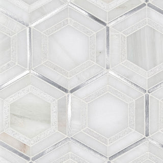 12x12 Medici Hexagon Framed Border Mosaic Metallic-Look Metallic Textured Porcelain & Metal Tile