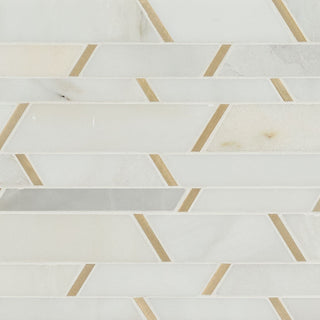 12x12 Metro Linear Mosaic Marble-Look Matte Smooth Porcelain & Metal Tile
