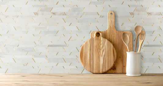 12x12 Metro Linear Mosaic Marble-Look Matte Smooth Porcelain & Metal Tile