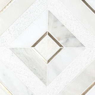12x12 Verona Framed Mosaic Stone-Look Matte Textured Porcelain & Metal Tile