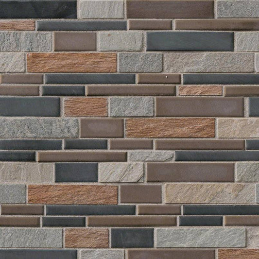 12x12 Cobrello Mosaic Natural-Look Matte Textured Porcelain Tile Brown Gray