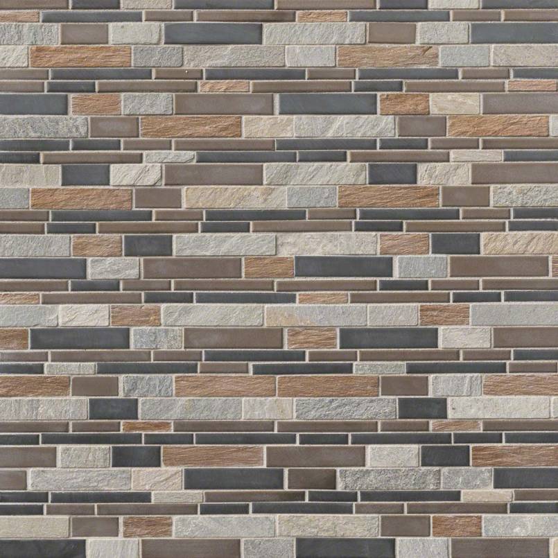 12x12 Cobrello Mosaic Natural-Look Matte Textured Porcelain Tile Brown Gray