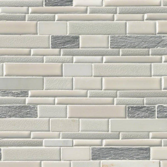 12x12 Everest Mosaic Stone-Look Glossy Textured Porcelain Tile Beige Gray