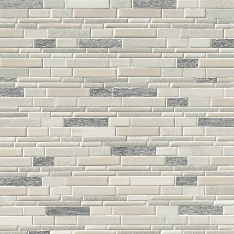 12x12 Everest Mosaic Stone-Look Glossy Textured Porcelain Tile Beige Gray