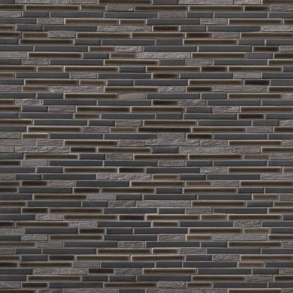 12x12 Titan Mosaic Stone-Look Matte Textured Porcelain & Glass Tile Brown Gray